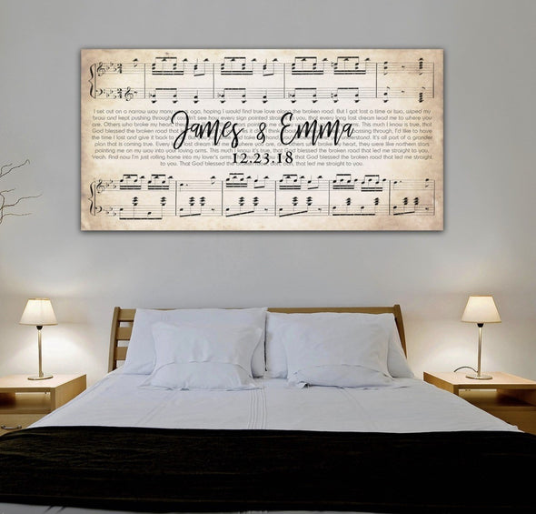 Custom Wedding Names & Date Sheet Music Song Lyrics Art Print